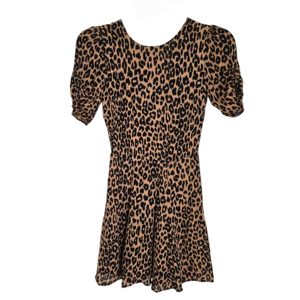 Reformation Womens Multicolor Leopard Print Mini Dress Short Sleeve Size 2